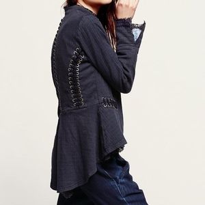 Free People Slate Blue Military Jacket XS
